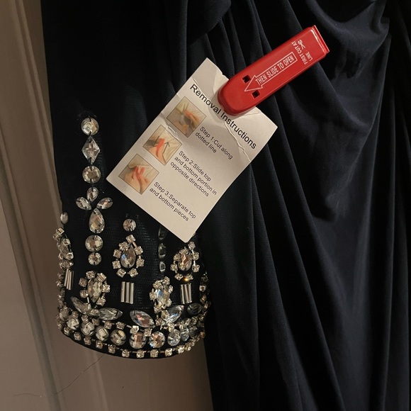 Mac Duggal Drop Shoulder Beaded Cuff Gown - Picture 7 of 10